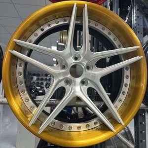 Jantes forgées sur mesure 2 pièces 10 Y-Spoke concaves profondes, finition argent brossé avec liseré doré pour BMW <span class=keywords><strong>Mercedes</strong></span> - Product Image 3