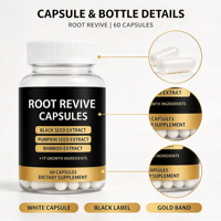 Kapsul Root Revive OEM ODM dengan Ekstrak Biji Hitam, Biji Labu, dan Bambu, Suplemen Label Pribadi 60 Kapsul