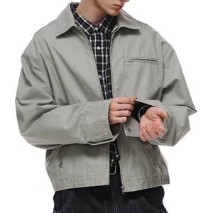 Veste de travail décontractée en toile avec logo personnalisé pour hommes, col ouvert, fermeture éclair, style ouvrier vintage, fabricant de vestes - Product Image 4