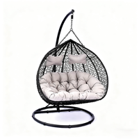 Fauteuil suspendu moderne en métal avec coussin imperméable 2 places pour balcon extérieur, jardin, salon et cour
