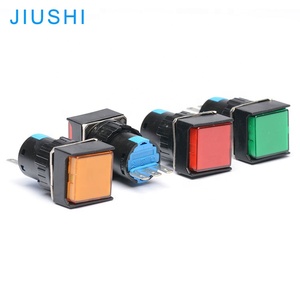 Interruptor de botón de enganche cuadrado, <span class=keywords><strong>3</strong></span> pines, 16mm, rojo, verde, amarillo, plástico, 5A, 250V, sistema de Control electrónico, Drukknop - Product Image 2