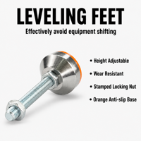 Pieds de nivellement fixes robustes D60*M10*L80 avec patins en caoutchouc orange antidérapants pour machines CNC