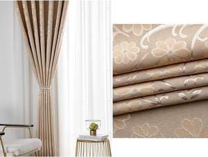 Poliestere Beige floreale Jacquard tessuto testurizzato <span class=keywords><strong>tende</strong></span> oscuranti lusso europeo per soggiorno camera da letto decorazione per la casa - Product Image 4