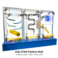 Pared de tuberías acrílicas STEM con luz LED, juego educativo interactivo para niños, diseño personalizado