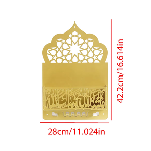 Organizzatore da Parete per Corano in Metallo Dorato con <span class=keywords><strong>Mezzaluna</strong></span> <span class=keywords><strong>Islamica</strong></span> e Calligrafia - Appendiabiti per Casa Musulmana e Ramadan Marca IFNT - Product Image 6