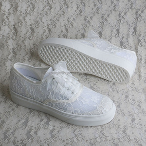 Zapatos planos de <span class=keywords><strong>boda</strong></span> <span class=keywords><strong>para</strong></span> novia, calzado blanco personalizado <span class=keywords><strong>para</strong></span> correr - Product Image 2