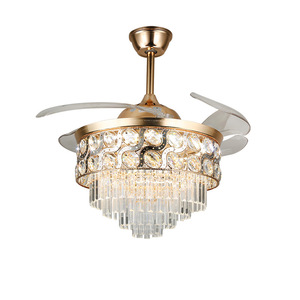 42 "Có Thể Thu Vào Có Thể Đảo Ngược Trần Người Hâm Mộ Với Điều Khiển Từ Xa 3 Thay Đổi LED Ánh Sáng Vô Hình Pha Lê Quạt Trần - Product Image 2