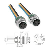 M8 konektor melingkar 4 Pin tahan air konektor adaptor kawat cetakan dudukan Panel Plug soket wanita pengencang belakang kode a