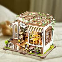 Kit de maison miniature DIY pour animalerie avec lumière LED, kit de maison de poupée miniature pour animalerie avec LED et meubles pour adultes