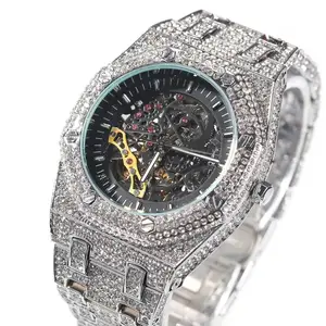 High Quality Black Gold Mechanical Watches Full Iced Out Luxury Designer Watches