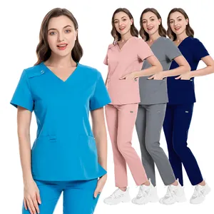 Buy Wholesale China Summer Unisex Polyester/spandex Plus Size Custom Logo  O-neck Tops+ Long Pants Women Scrubs Sets & Men Women Scrubs Uniforms Sets  at USD 5.99