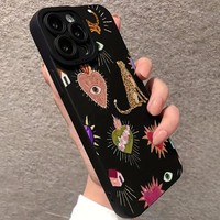 Coque de téléphone antichoc tendance motif Monde Animalier pour iPhone 16 15 17 Air Pro Max, couleur bonbon, protection arrière
