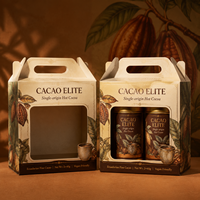 Boîte à poignée en carton ondulé recyclable imprimée sur mesure avec pelliculage mat et poignée découpée pour cadeaux de chocolat artisanaux