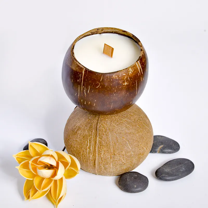 New Style Luxury Candle Jars Private Label 280g Volume Wax Empty Coconut Shell Bowls For Aromatherapy Candles