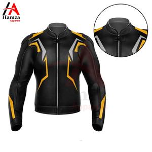 Veste de Moto en Cuir Unisexe Noir Jaune Imperméable Coupe-Vent avec Fermeture à Glissière sur le Front Design Graphique Foudre - Product Image 5