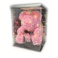 40cm LED Rose Teddy Bear Flower PE Foam Bear Gift Box for Graduation Thanksgiving Christmas Decoration Valentine's Day Gifts