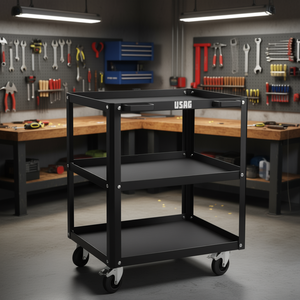 USAG <b>Tool</b> <b>Cart</b> 3 Shelf Black Heavy Duty Storage Rolling Utility <b>Cart</b> - Product Image 3