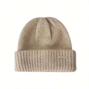 Gorro de Cachemira de Alta Calidad con Diseño de Calavera, Estilo Holgado, Mezcla de Lana Personalizada con Logotipo Metálico Bordado en 3D, Ecológico - Product Image 1