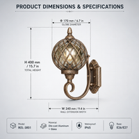 Lampe LED d'extérieur de style européen WECUS, en aluminium, étanche, pour jardin, paysage, rétro, IP65, certifiée AC CE, cour, rue, 2,3 m