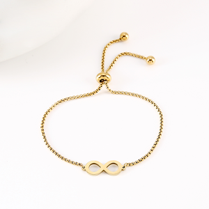 Pulsera Deslizante Infinita Ywyougang Minimal Forever Love, Cadena de Perlas, Personalizable con Grabado, Apilable - Product Image 2