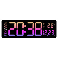Horloge murale numérique LED grande taille pour salon, avec télécommande, double alarme électronique, affichage de la date et du jour, fonction mémoire