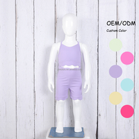 Combinaison de sport de yoga pour filles ensemble de short de motard multicolore avec haut festonné vêtements de sport pour la gym
