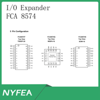 NYFEA FCA8574T - Extension d'E/S 8 bits pour bus I2C, boîtier TSSOP-20, 6,50x4,40mm, alimentation 1,6V-5,5V, mode haute vitesse 1MHz/2MHz