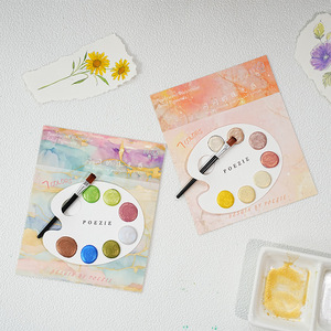 <span class=keywords><strong>Set</strong></span> Portátil de Acuarelas con Pigmento Nacarado de 7 Colores, Hecho a Mano, Mini y Adorable, con Pincel, para Uñas, Diarios, Regalos y Promociones - Product Image 3