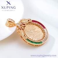 Bijoux Xuping, pendentif en or plaqué 14 carats avec CZ synthétique, grand modèle, style rappeur, pour hommes et femmes, à porter en soirée