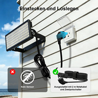 Reflector LED de 100W para Exteriores, Amplio Rango de Voltaje 85-305V, Enchufe e Interruptor, Luz Blanca Fría, IP67 Impermeable, para Generador Industrial