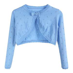 2024 venta al por mayor chica bloqueador solar cálido Top manga larga algodón tejido <span class=keywords><strong>Bolero</strong></span> baile suéter para niños - Product Image 4