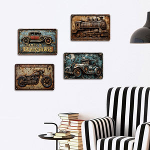 Letrero Metálico Retro Vintage de Coche, Tren y Motocicleta, Decoración de Garaje <span class=keywords><strong>para</strong></span> Motociclistas, Placa Decorativa <span class=keywords><strong>para</strong></span> Pared del Hogar, La Familia es Todo - Product Image 4