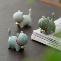 Ornements de chatons en céramique au design moderne, figurines de thé micro-paysagères à motif vertical, accessoires de bureau intérieurs pour la décoration de la maison