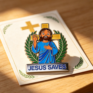 Nuevos <span class=keywords><strong>y</strong></span> populares pines de esmalte suave, insignias personalizadas al por mayor, artesanía metálica de creencia religiosa, regalo de recuerdo, pin de solapa de Jesús con ropa - Product Image 4