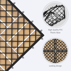 กระเบื้องพื้นไม้ระแนงอะคาเซียแบบประกบกัน DB Modern 10 ชิ้น ขนาด 12 x 12 นิ้ว หนา 18 มม. พื้นผิวเรียบ ผลิตจาก PVC สำหรับปูพื้นภายนอกอาคาร เหมาะสำหรับสวน - Product Image 6