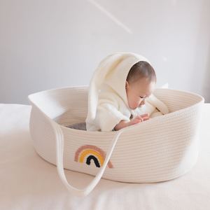 Eco-Friendly Modern Unisex Baby Changing <strong>Basket</strong> &amp; Moses <strong>Basket</strong> with 100% Cotton Rope Foam Diaper Changing Pad - Product Image 3