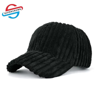 Casquette de baseball unisexe en velours côtelé vierge, 6 panneaux, visière incurvée, personnalisable avec logo, pour hommes et femmes