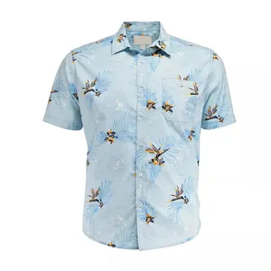 Yeni tasarım yüksek kalite Casual erkek Aloha Hawaiian gömlek pamuk malzeme