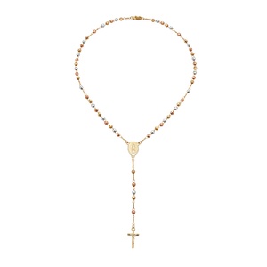 Collana JML di Lusso con <span class=keywords><strong>Rosario</strong></span> della Vergine Maria, Gioiello Personalizzato Delicato <span class=keywords><strong>Placcato</strong></span> <span class=keywords><strong>Oro</strong></span> 14k PVD con Catena a Perline per Donne - Product Image 1