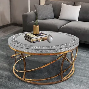 2022 New Stainless steel Furniture mirrored coffee tables tea tables with end side tables set for living room