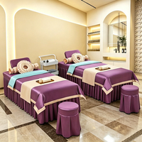 Nouvelle housse de lit de beauté quatre pièces, housse de lit de massage et de thérapie capillaire haut de gamme, luxe léger, pour salon de beauté, utilisation quatre saisons Bruni