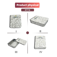 Boîte en métal rectangulaire gris clair à motif floral, recyclable, jetable, pour le rangement de pilules et de préservatifs, conteneur pour médicaments