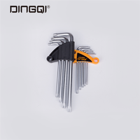 Kunci Allen Torx Hex DingQi 9PCS OEM Grosir Krom Ekstra Panjang Ujung Bulat Khusus Baja Paduan Khusus Dengan Lubang
