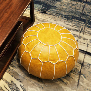 Pouf Ottomano Rotondo Marocchino in PU Fatto a Mano Direttamente dalla Fabbrica - <span class=keywords><strong>Arredamento</strong></span> per la <span class=keywords><strong>Casa</strong></span> Elegante <span class=keywords><strong>e</strong></span> Durevole per Soggiorno, Camera da Letto <span class=keywords><strong>e</strong></span> Sedile da Finestra - Product Image 2
