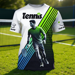 T-shirt de tennis personnalisé avec graphique du joueur et personnalisation du nom pour les fans de sport - Product Image 3