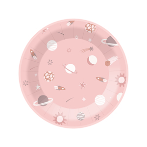 DAMAI - Vajilla Desechable con Temática Espacial, con Diseño de Cohete y Planeta, en Blanco y Verde, Juego de Platos de Papel para Fiestas - Product Image 4