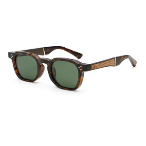 Gafas <span class=keywords><strong>de</strong></span> Sol Redondas Clásicas Vintage con Diseño <span class=keywords><strong>de</strong></span> Llave Inglesa para Hombre y Mujer, Material Mixto, Corcho, Madera, <span class=keywords><strong>Triple</strong></span> Pin, Protección UV400, para Exteriores - Product Image 4
