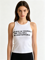 Top Corto Personalizado con Estampado de Letras, Estilo Y2K, Top sin Mangas Informal y Básico para Mujer, Chaleco de Verano