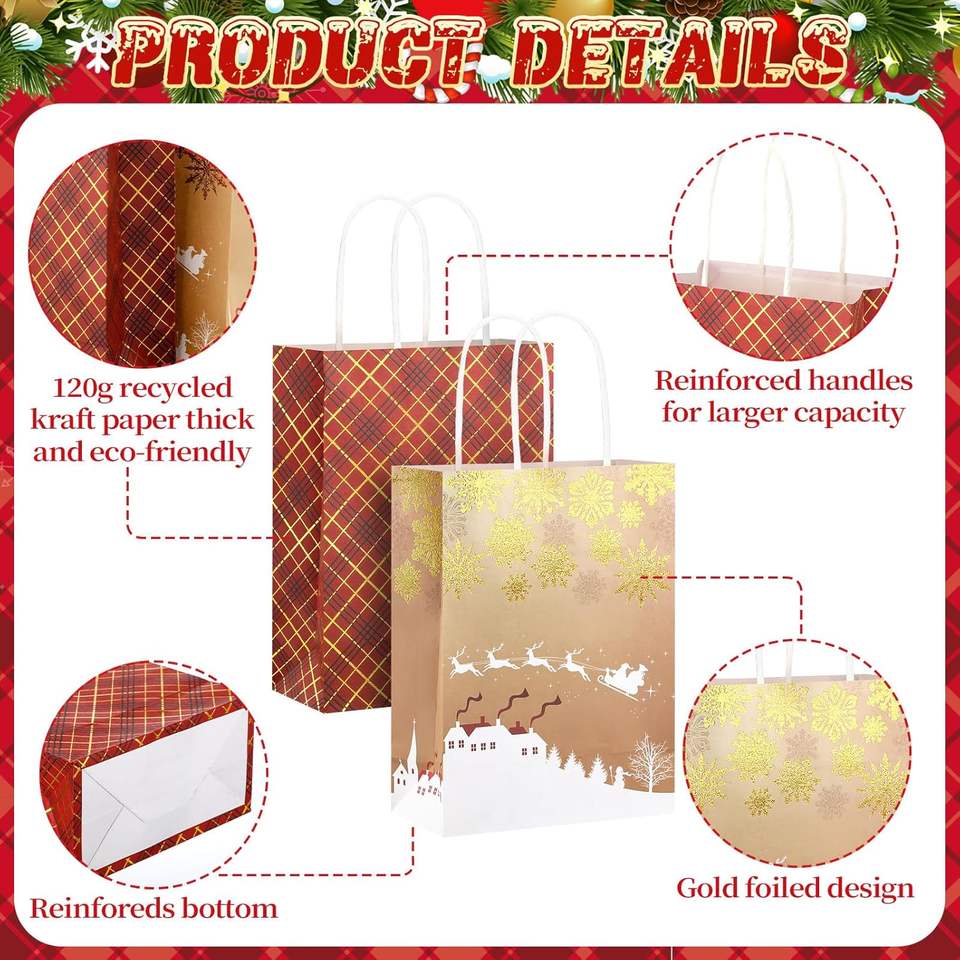 SIHENY Custom Kraft Paper Ribbon Handle for Holiday Gifts Candy Carrier ...
