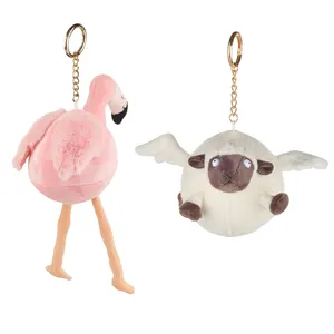 Hot Selling Customized Mini Plush Animal Keychain Soft Kids Flamingo Toy Animal Keychain